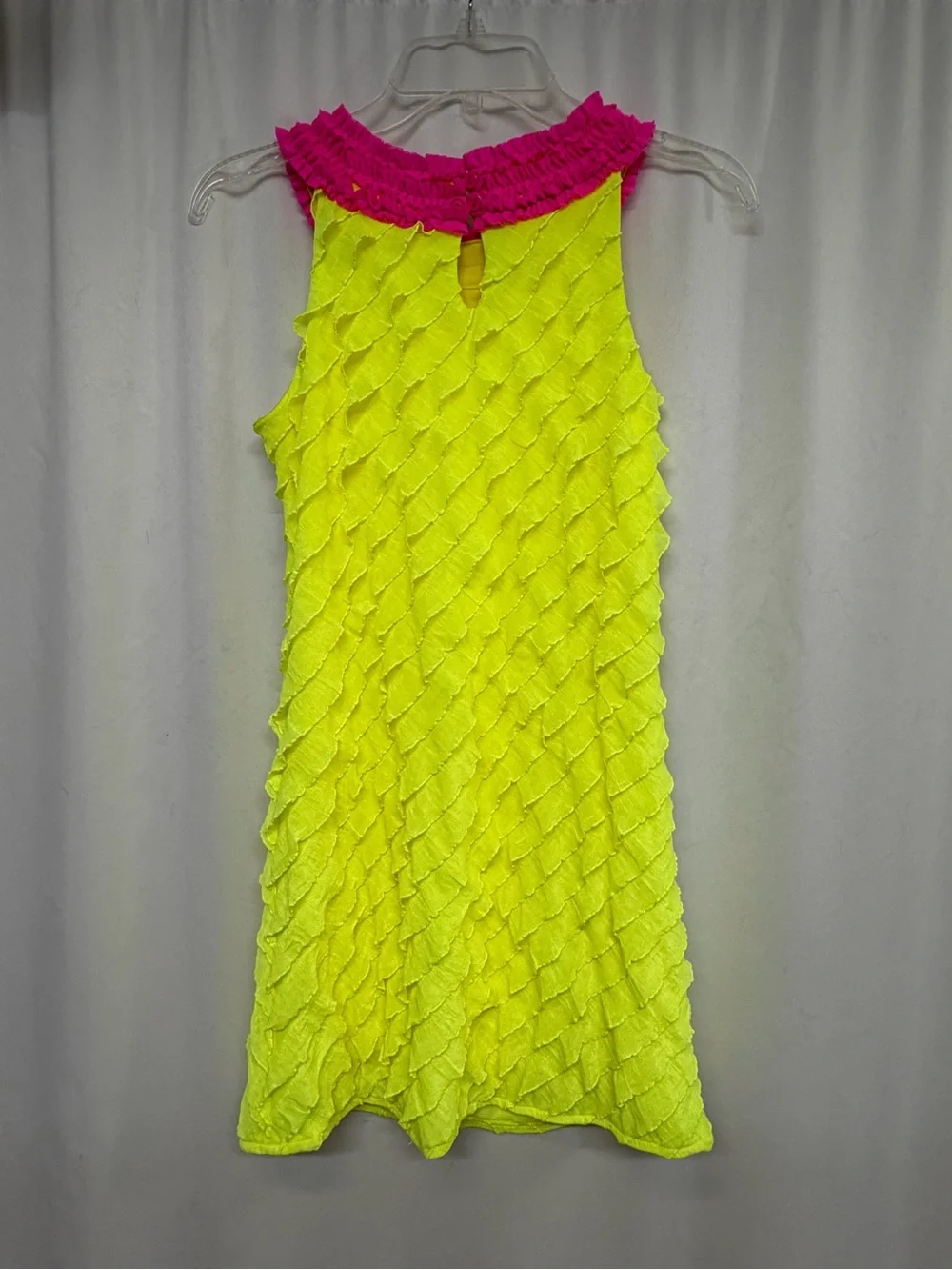 Rare Editions Girls 10.5 Neon Yellow Textured Sleeveless Party Dress Summer
